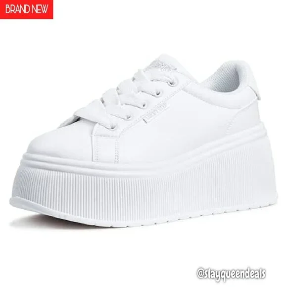 Women's Platform Sneakers Canvas Wedge Low Top Retro Walking Shoes - Picture 2 of 8